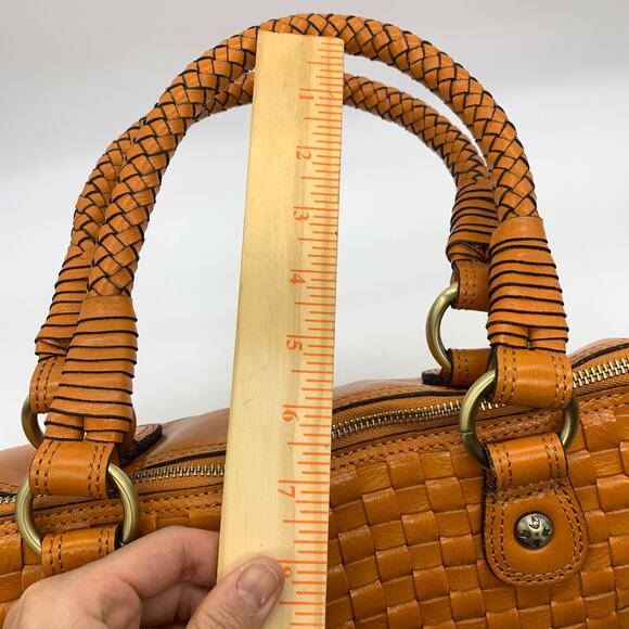 Patricia Nash Discovery Washed Woven Augusta Satchel Sun Orange Color - Picture 10 of 15